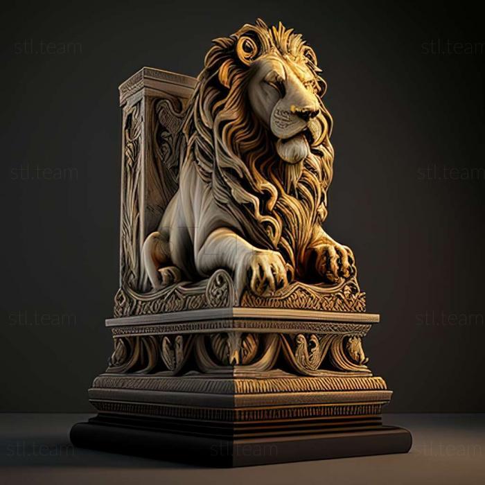 Animals LION on the small pedestal